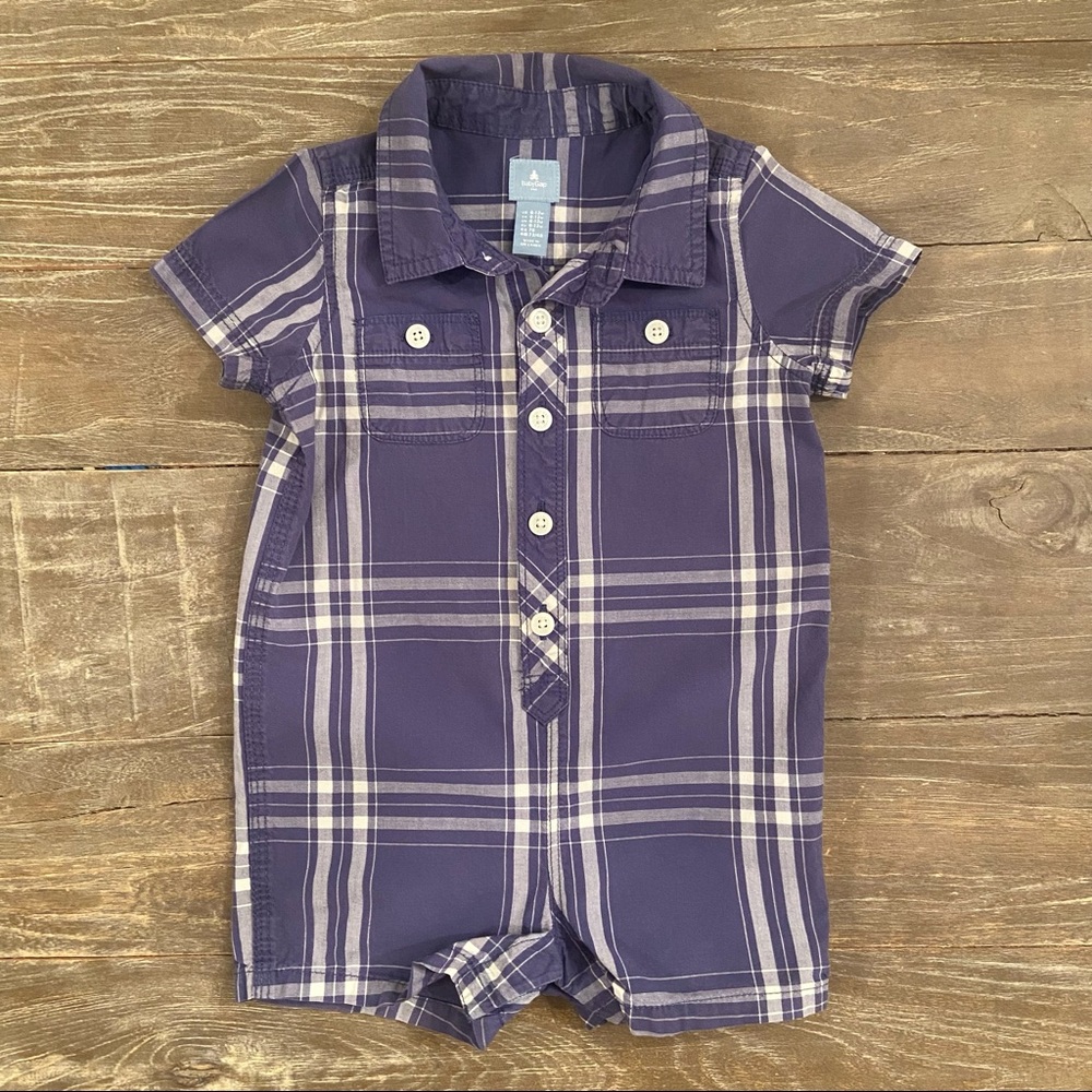 Baby Gap Shortall Plaid Romper - 6-12mo